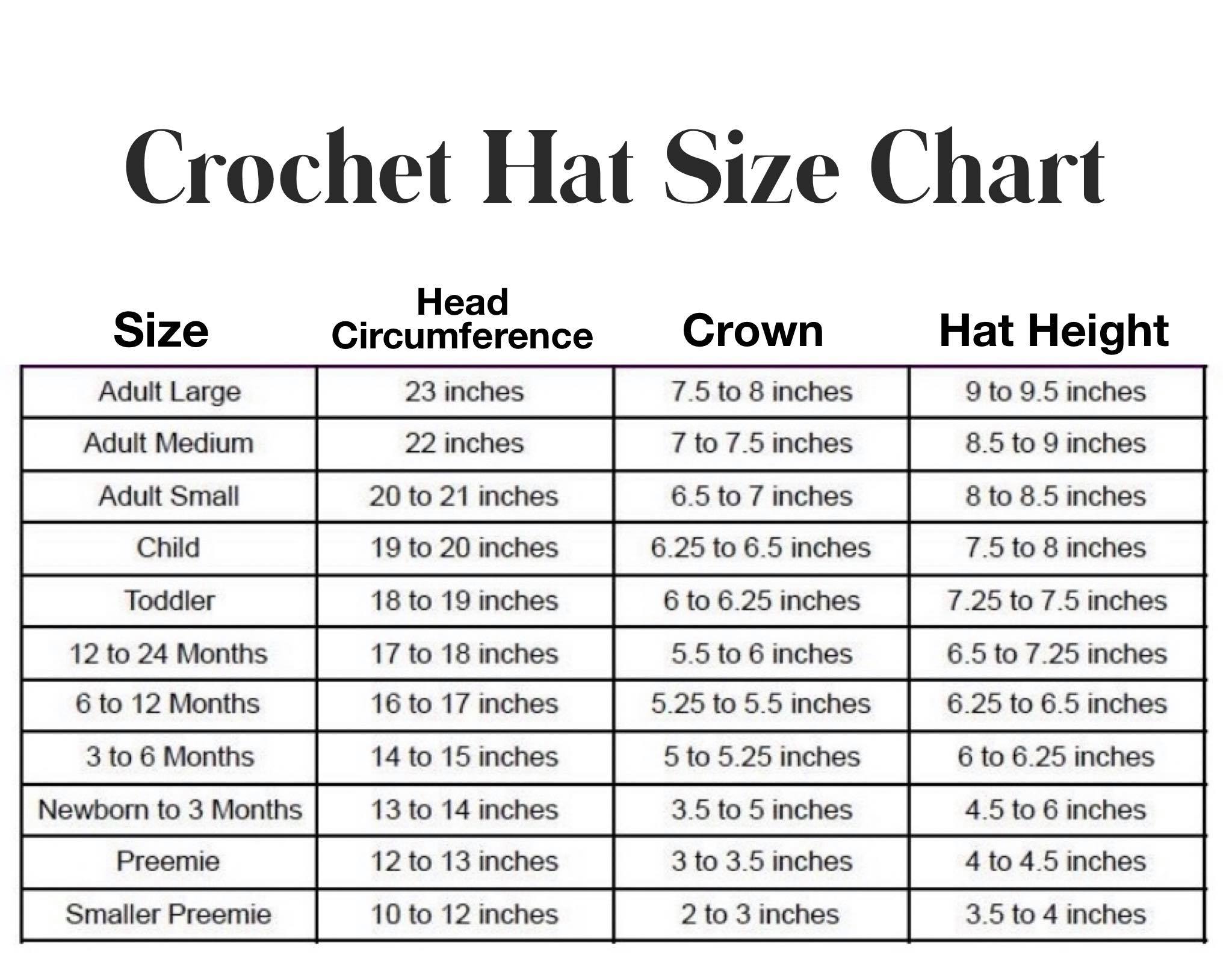 Andersson Hat Size Chart