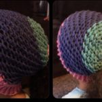 crochet bun hat, messy bun hat, crochet moss stitch messy bun hat, free crochet hat pattern
