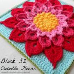 crocodile stitch crochet, crocodile stitch flower square, crochet granny square pattern