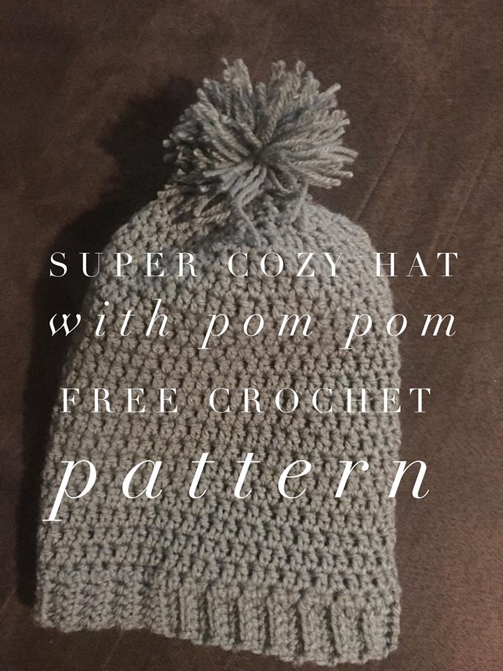 crochet hat with pom pom, double pom pom crochet hat pattern, free crochet hat pattern, crochet hat with pom pom tutorial, crochet ribbed hat pattern, how to crochet a hat, crochet ribbed hat in the round,