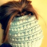 bobble stitch hat, textured bobble messy bun hat, crochet bun hat, messy bun hat