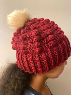 crochet beanie, crochet hat pattern, how to crochet a bobble beanie, winter hat pattern, crochet patterns free, free crochet hat pattern, bobble stitch, crochet bobble stitch,