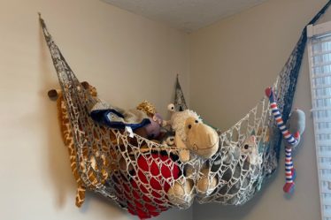 crochet toy hammock, toy hammock, toy storage, crochet decor, crochet home decor