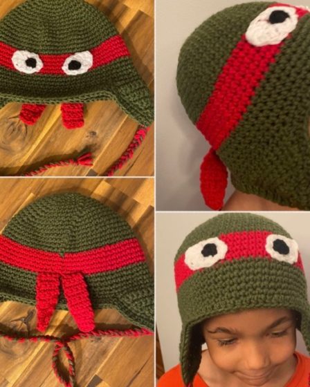 ninja turtle, ninja turtle hat, hat pattern, ninja turtle pattern, crochet hat pattern, free crochet hat pattern