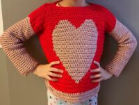 valentine, crochet valentine, heart, crochet heart, crochet heart sweater, crochet valentine sweater, diy sweater, easy crochet sweater pattern, how to crochet a sweater, beginner friendly crochet pattern, beginner crochet pattern,