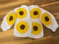 sunflower, crochet sunflower, crochet sunflower square, sunflower granny square, crochet cardigan, sunflower cardigan, granny square cardigan