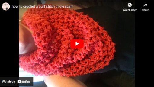 puff stitch, crochet puff stitch scarf, how to crochet a scarf, how to crochet a cowl, how to crochet an infinity scarf, infinity scarf pattern, beginner crochet, beginner crochet pattern