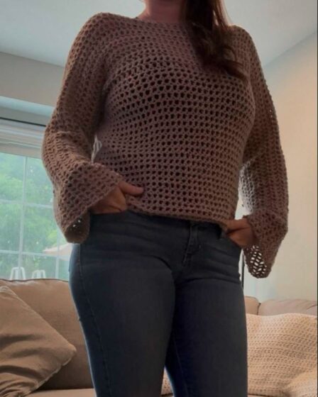 CROCHET, CROCHET SWEATER PATTERN, HOW TO CROCHET A SWEATER, easy crochet sweater pattern, crochet mesh sweater,