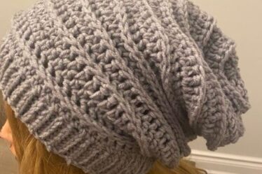 crochet textured slouchy beanie pattern with a full project video tutorial free easy for beginners