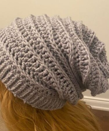 crochet textured slouchy beanie pattern with a full project video tutorial free easy for beginners