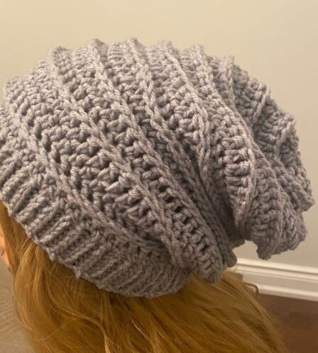 crochet textured slouchy beanie pattern with a full project video tutorial free easy for beginners