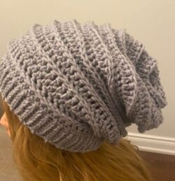 crochet textured slouchy beanie pattern with a full project video tutorial free easy for beginners