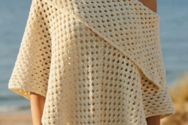 Easy crochet cowl neck poncho pattern in a cozy, stylish design